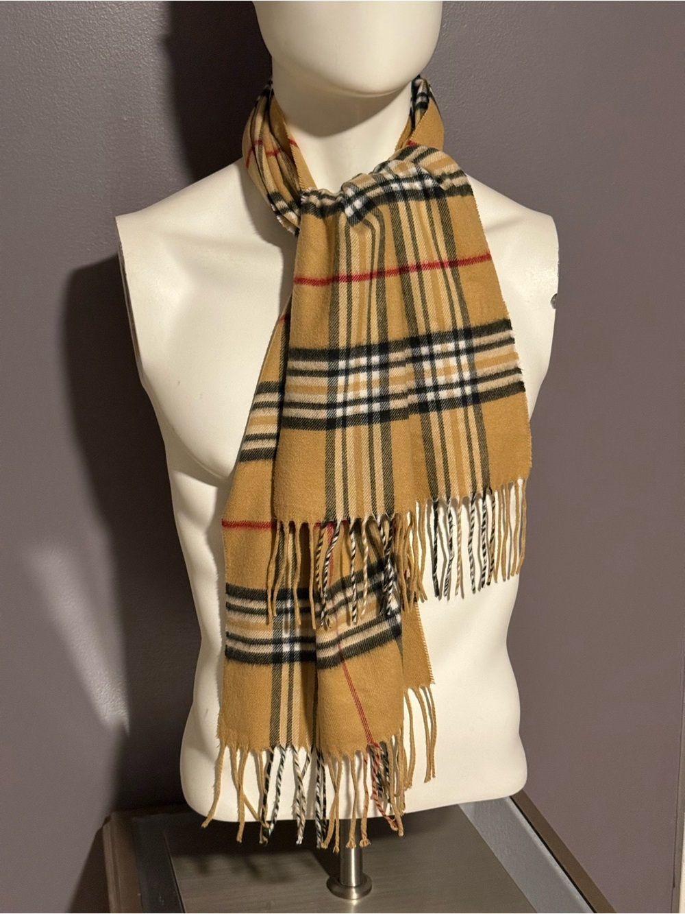 🌟HP🌟V. FRAAS Cashmink Tan Burberry Tartan Plaid Scarf! Made in Germany